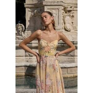 Lulus Breigh Yellow Floral Sleeveless Maxi Dress - Size M